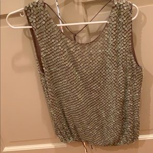 Alice and Olivia Silk Beaded Blouse with Low Back